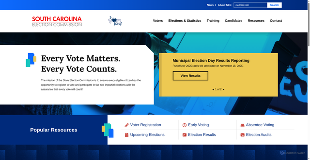 Security scan screenshot of https://scvotes.gov/