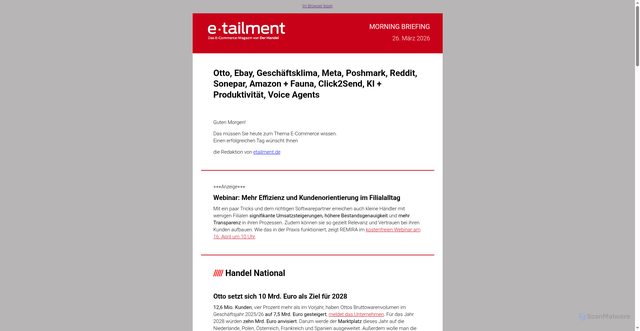 Security scan screenshot of https://r.brevo.etailment.de/mk/mr/sh/1t6AVsd2XFnIGDWTUguTiR1WDvs0MY/07MdPPJMBjKC