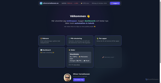 Security scan screenshot of https://olivercorneliusson.se