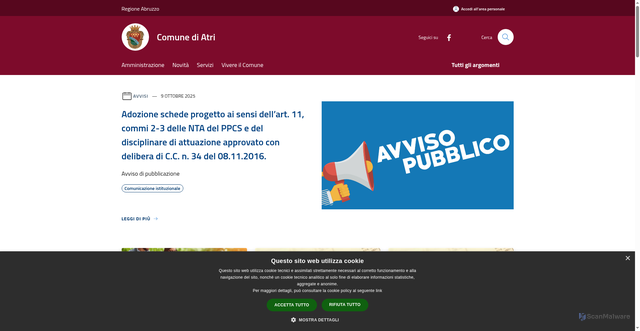 Security scan screenshot of https://www.comune.atri.te.it/it