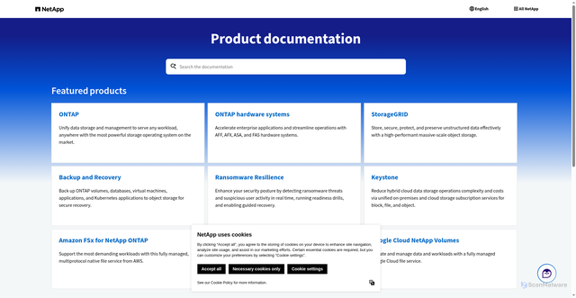 Security scan screenshot of https://docs.netapp.com