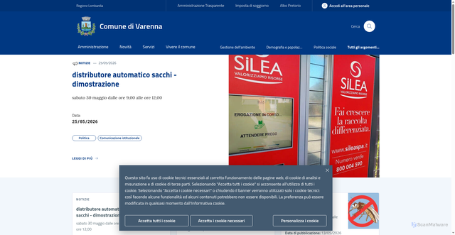 Security scan screenshot of https://www.comune.varenna.lc.it