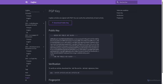 Security scan screenshot of https://cognitivesecurity.fr/pgp.en/