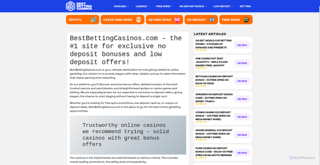 Security scan screenshot of https://bestbettingcasinos.com