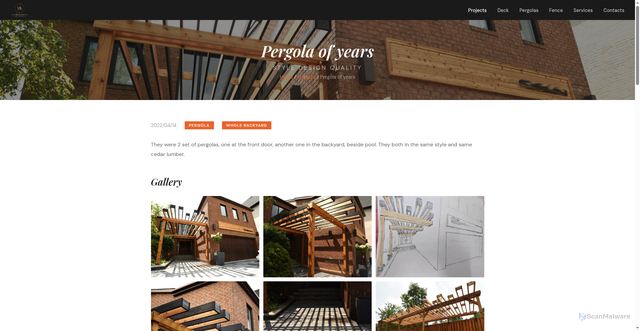 Security scan screenshot of https://ykwoodworking.pages.dev/projects/pergola-of-years.html
