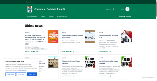Security scan screenshot of https://www.comune.raddainchianti.si.it/