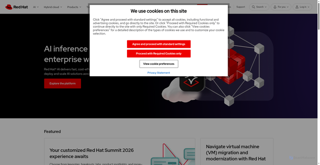 Security scan screenshot of https://www.redhat.com