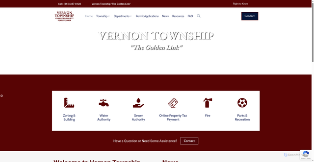 Security scan screenshot of https://vernontwp-pa.gov/