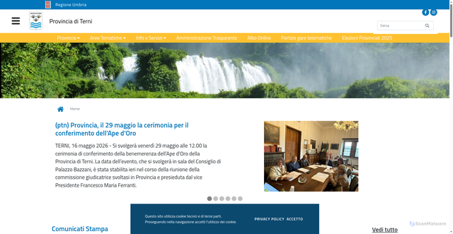 Security scan screenshot of https://www.provincia.terni.it
