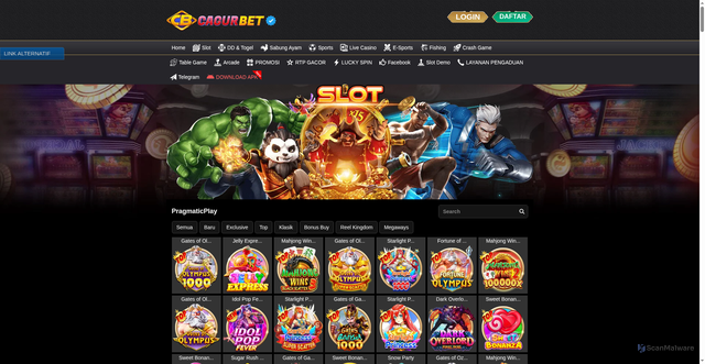 Security scan screenshot of https://cagurbetlion.click/desktop/game/slot/pragmaticplay