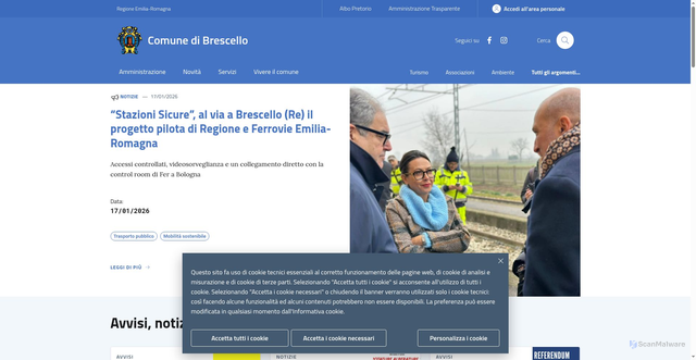 Security scan screenshot of https://www.comune.brescello.re.it/