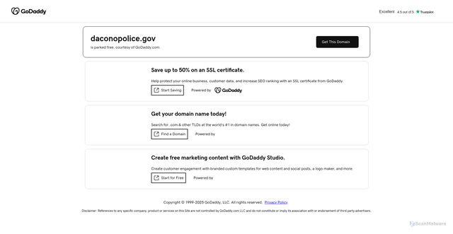 Security scan screenshot of https://daconopolice.gov/
