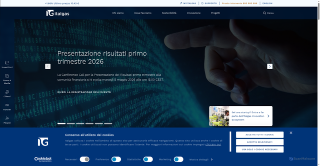 Security scan screenshot of https://italgas.it