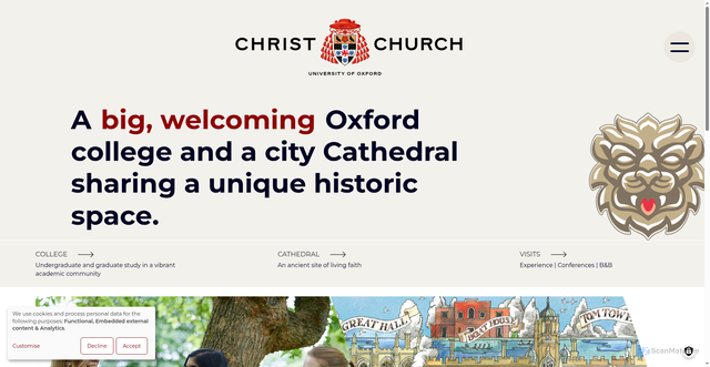 Security scan screenshot of https://www.chch.ox.ac.uk/