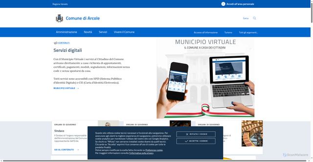 Security scan screenshot of https://www.comunediarcole.it