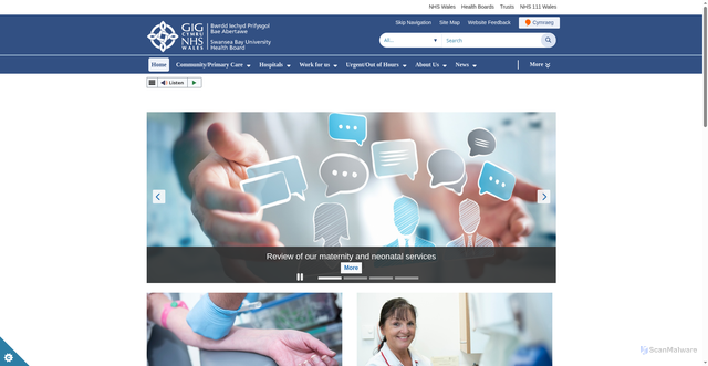 Security scan screenshot of https://sbuhb.nhs.wales/