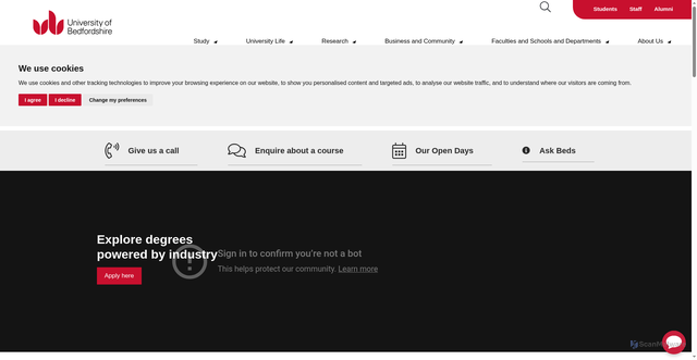 Security scan screenshot of https://www.beds.ac.uk:443/