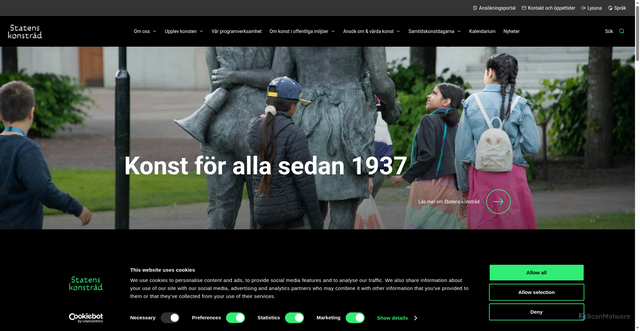 Security scan screenshot of https://statenskonstrad.se/