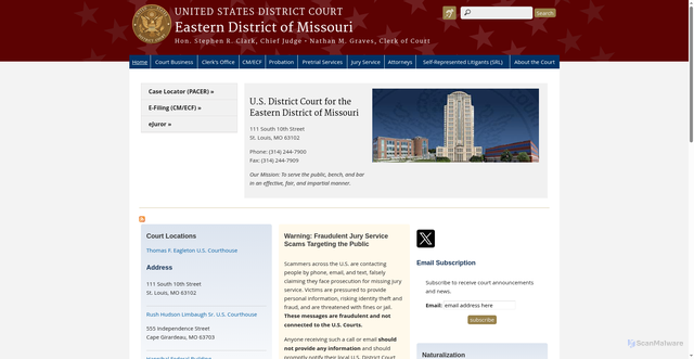 Security scan screenshot of https://moed.uscourts.gov