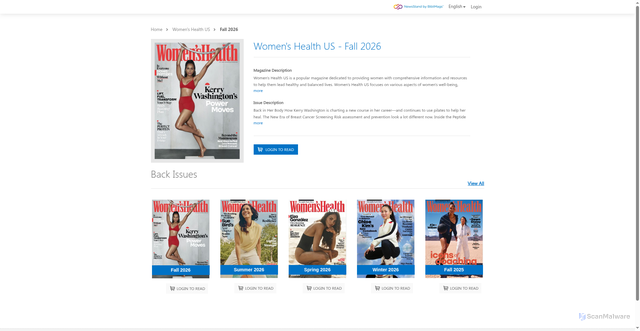 Security scan screenshot of https://cloudlibrary.magzter.com/US/Hearst-magazines/Womens-Health-US/Health/