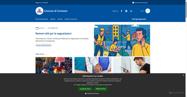 Security scan screenshot of https://www.comune.cormano.mi.it