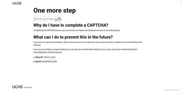 Security scan screenshot of https://www.ucas.com/dashboard