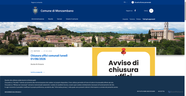 Security scan screenshot of https://www.comune.monzambano.mn.it