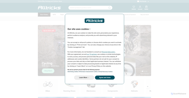 Security scan screenshot of https://www.alltricks.com/