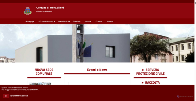 Security scan screenshot of https://www.comune.monacilioni.cb.it