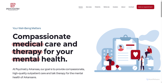 Security scan screenshot of https://www.psychiatryarkansas.com/