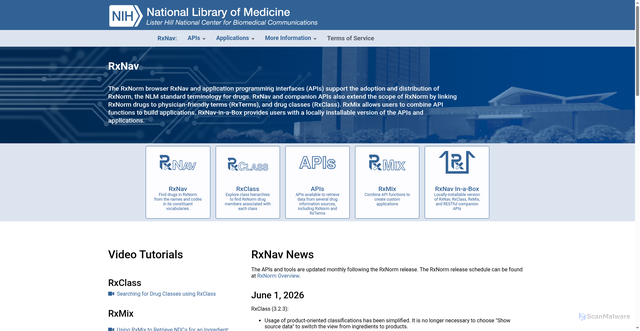 Security scan screenshot of https://rxnav.nlm.nih.gov
