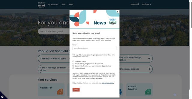 Security scan screenshot of http://www.sheffield.gov.uk