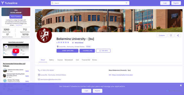 Security scan screenshot of https://social.tuteeline.com/university/bellarmine-university---[bu]