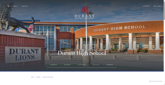 Security scan screenshot of https://www.durantisd.org/schools/durant-high-school