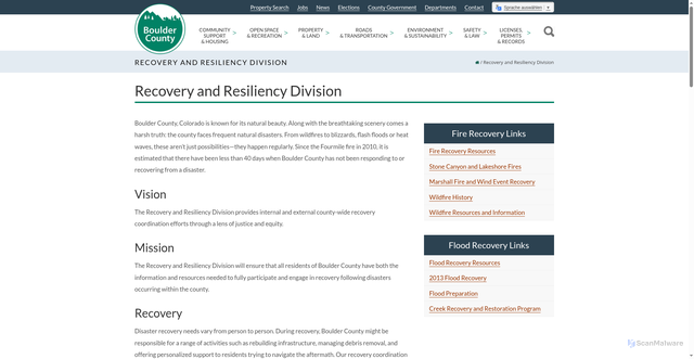 Security scan screenshot of https://bouldercounty.gov/disasters/