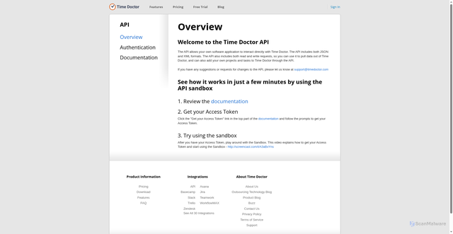Security scan screenshot of https://webapi.timedoctor.com