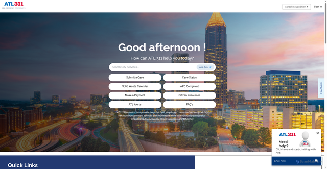 Security scan screenshot of https://www.atl311.com/