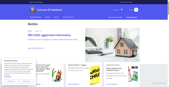 Security scan screenshot of https://www.comune.calestano.pr.it