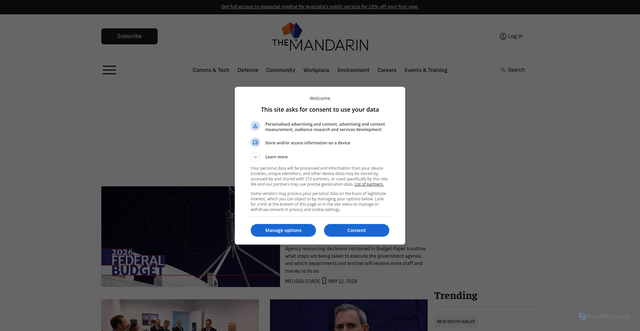Security scan screenshot of https://www.themandarin.com.au