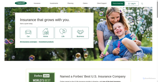 Security scan screenshot of https://www.countryfinancial.com/