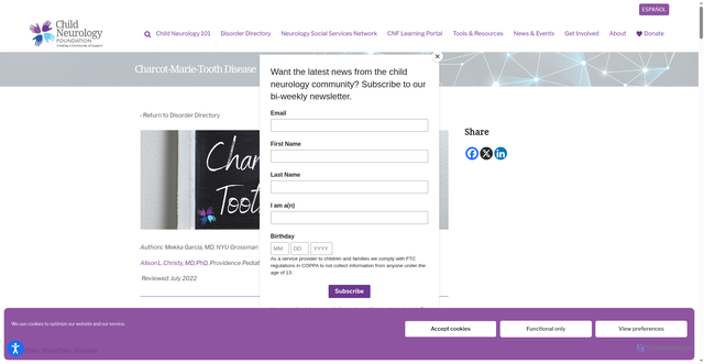 Security scan screenshot of https://www.childneurologyfoundation.org/disorder/charcot-marie-tooth-disease/