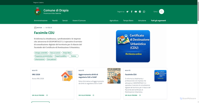 Security scan screenshot of https://www.comune.drapia.vv.it