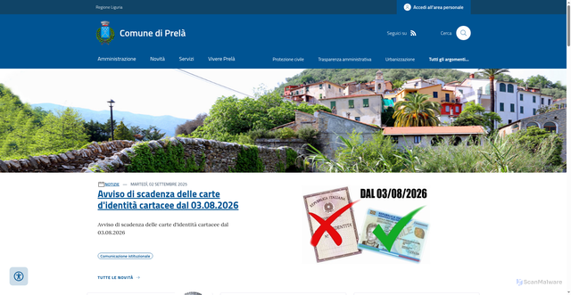 Security scan screenshot of https://www.comune.prela.im.it