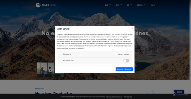 Security scan screenshot of https://www.grupocoril.com