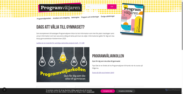 Security scan screenshot of https://programvaljaren.se/
