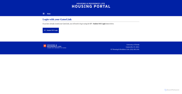 Security scan screenshot of https://uf.starrezhousing.com/StarRezPortalX/Login?returnUrl=%2FStarRezPortalX%2F846AAF31%2F1%2F1%2FHome-Home%3FUrlToken%3DA856F9F4