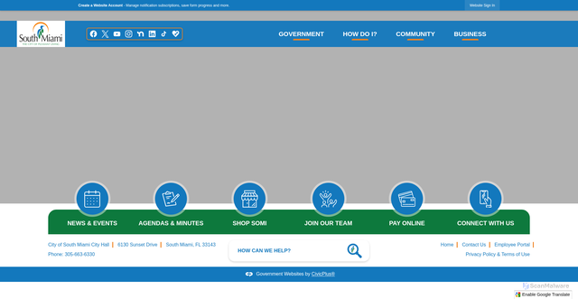 Security scan screenshot of https://southmiamifl.gov/