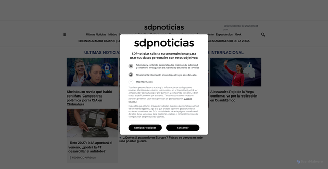 Security scan screenshot of https://sdpnoticias.com