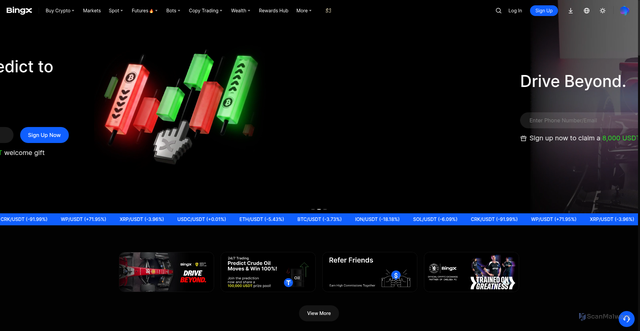 Security scan screenshot of https://bingx.com