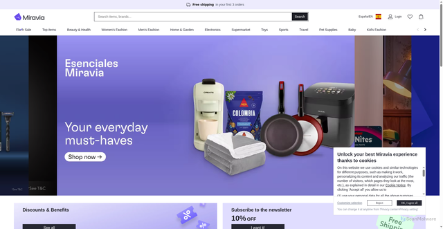 Security scan screenshot of https://miravia.es